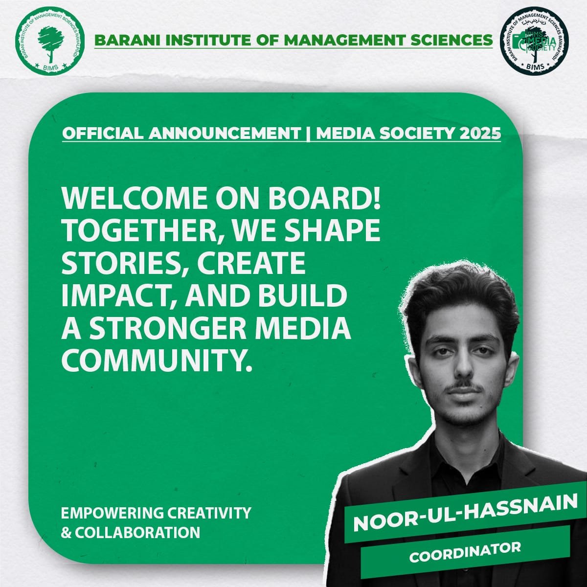 Noor Ul Hassnain — Coordinator